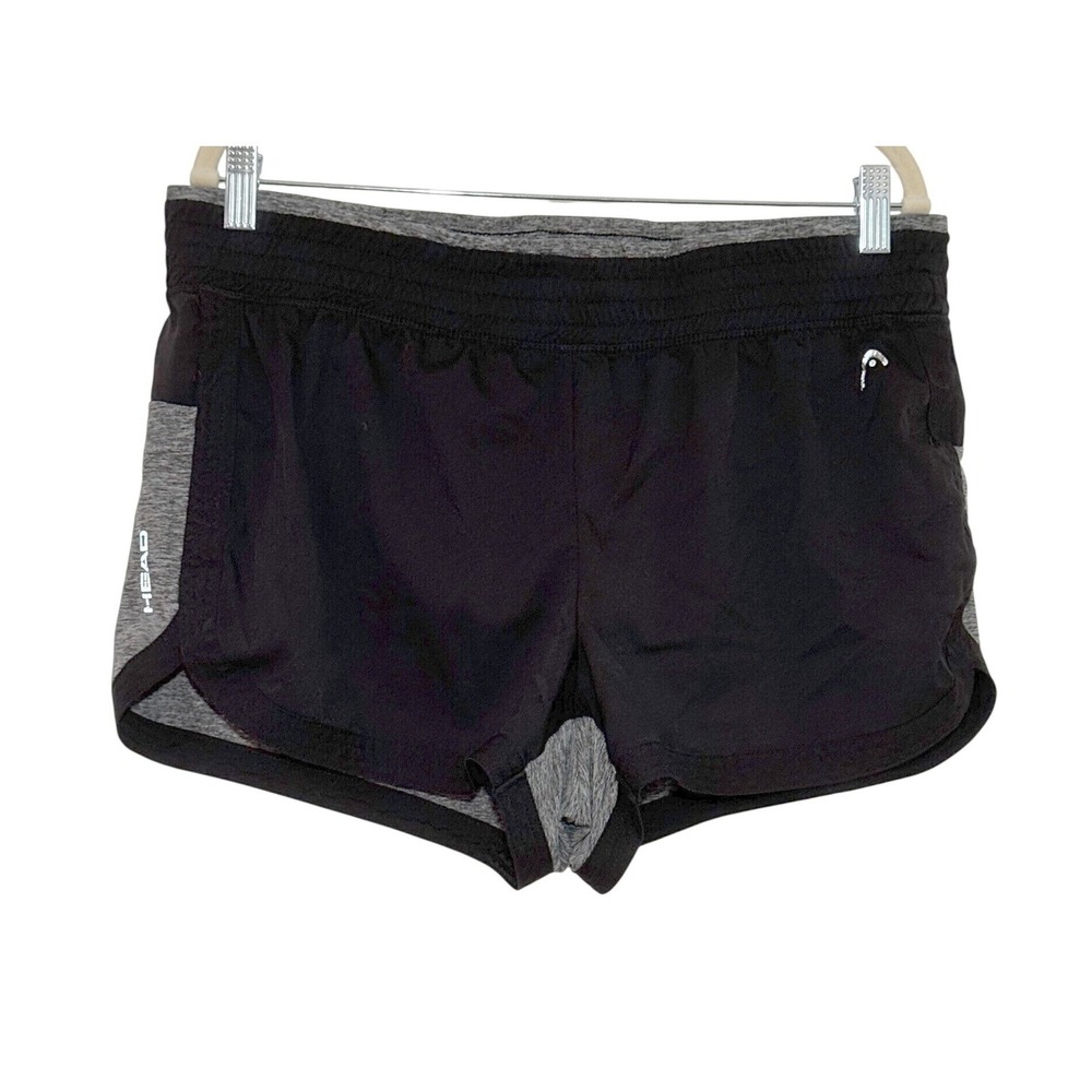 Head Womens Athletic Shorts Black Heather Grey 2-in-1 Built-in Shorts Large